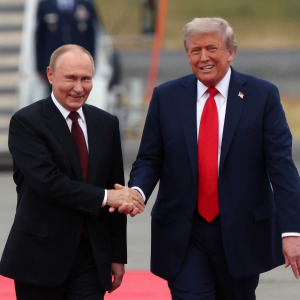 Russian President Vladimir Putin and President Donald Trump meeting to discuss the war in Ukraine in 2025.