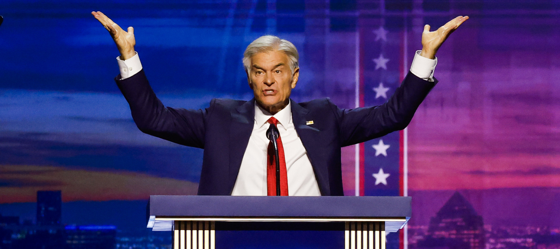 Administrator for the Centers for Medicare &amp; Medicaid Services Dr. Mehmet Oz speaks on stage on the first day of the 2026 Republican National Convention.