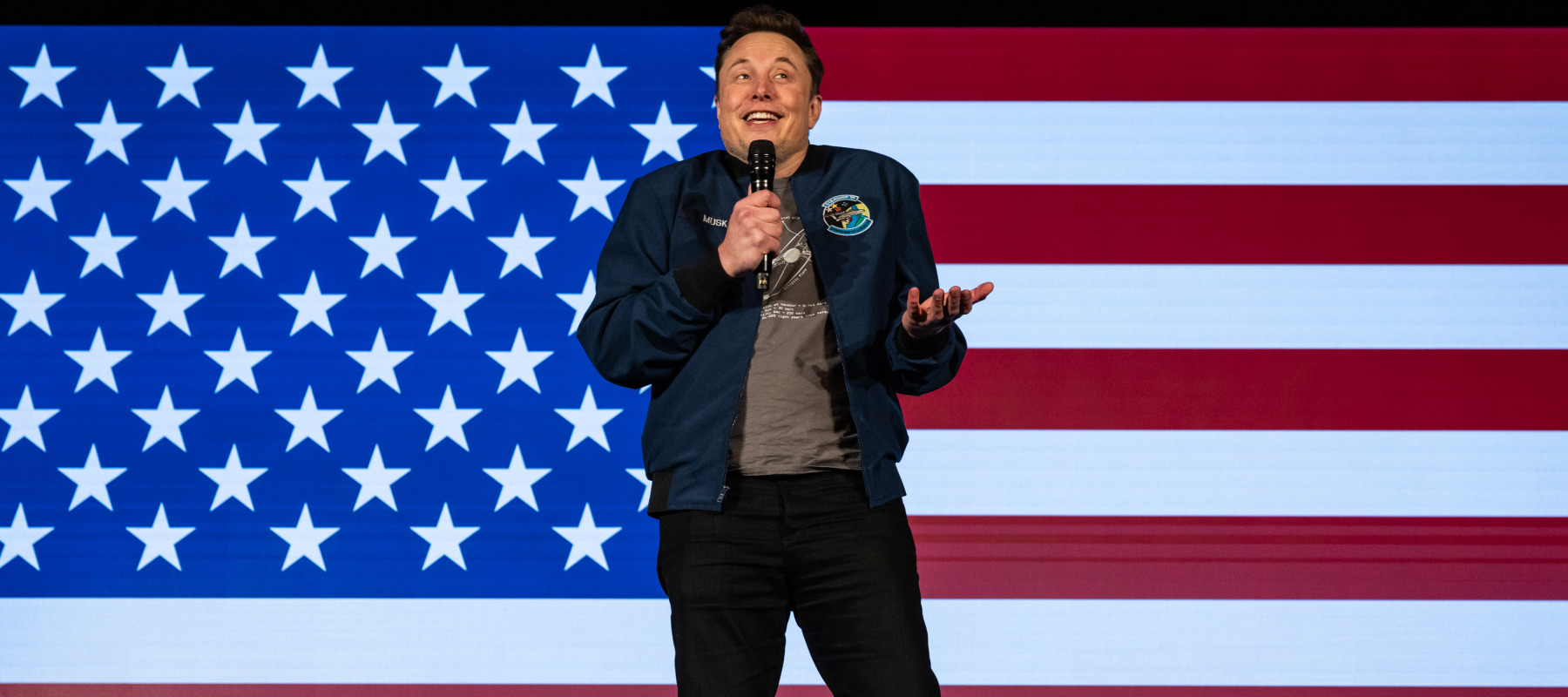 SpaceX and Tesla founder Elon Musk speaks during an America PAC town hall on October 26, 2024.