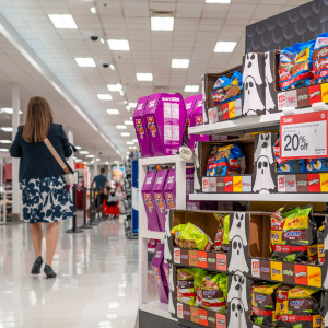 A customer shops for Halloween candy at a Target store  in Austin, Texas.