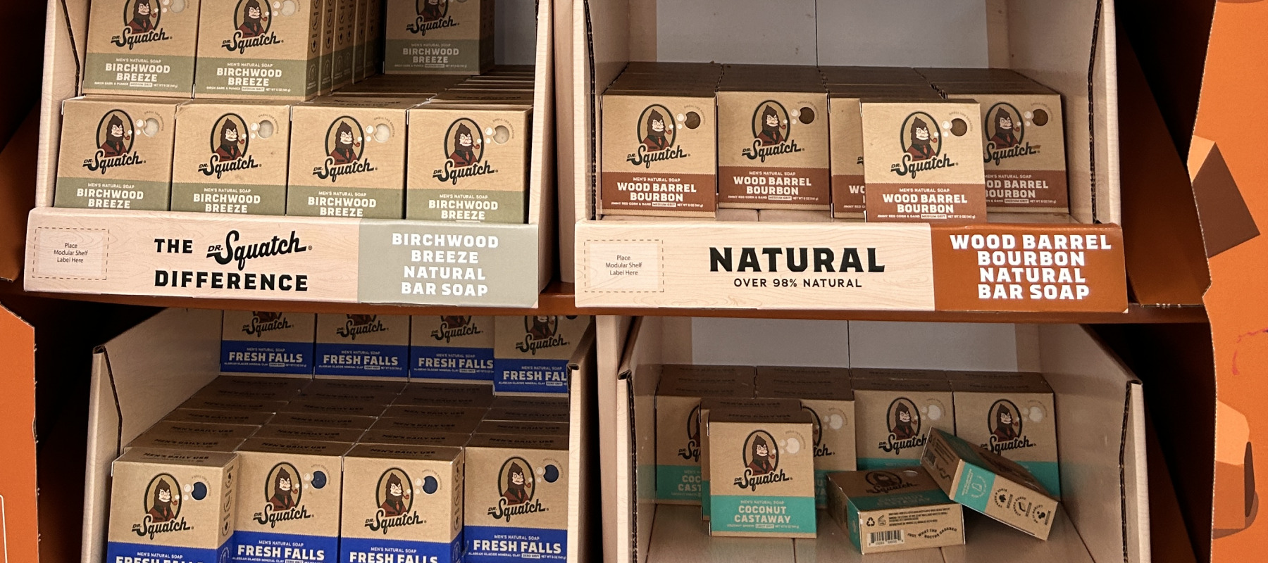 Dr Squatch soap display in Walmart store, Denver, North Carolina