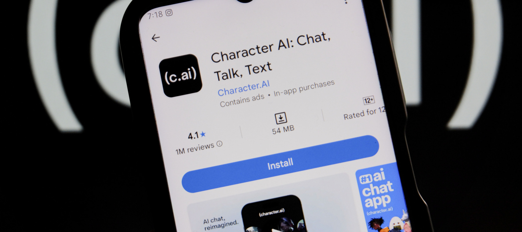 In this photo illustration, the Character AI chatbot logo is seen displayed on a smartphone.