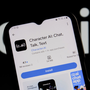 In this photo illustration, the Character AI chatbot logo is seen displayed on a smartphone.