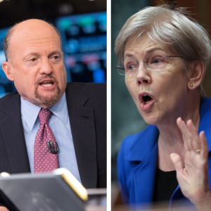 Left: CNBC's Jim Cramer Right: Sen. Elizabeth Warren