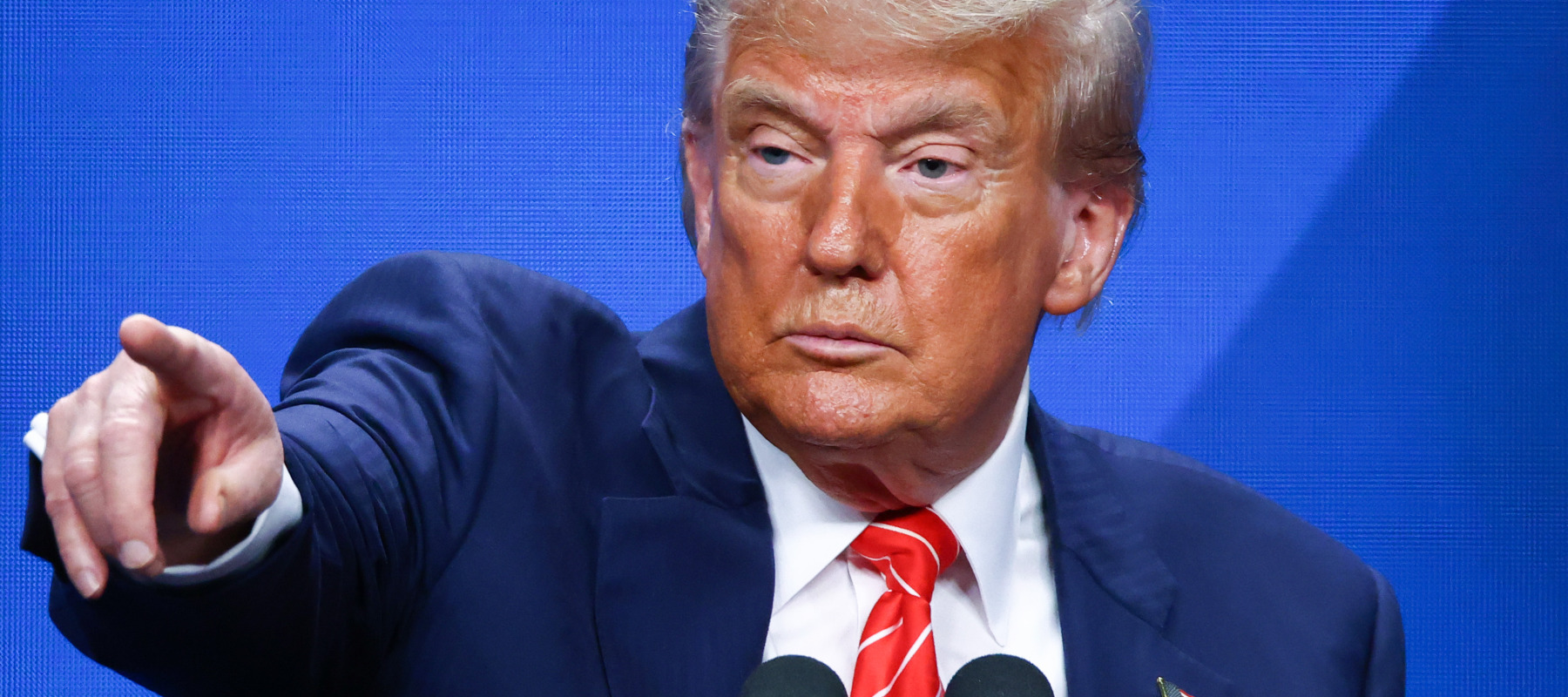 Donald Trump attends a press conference during the 76th NATO Summit in the World Forum in The Hague, Netherlands.