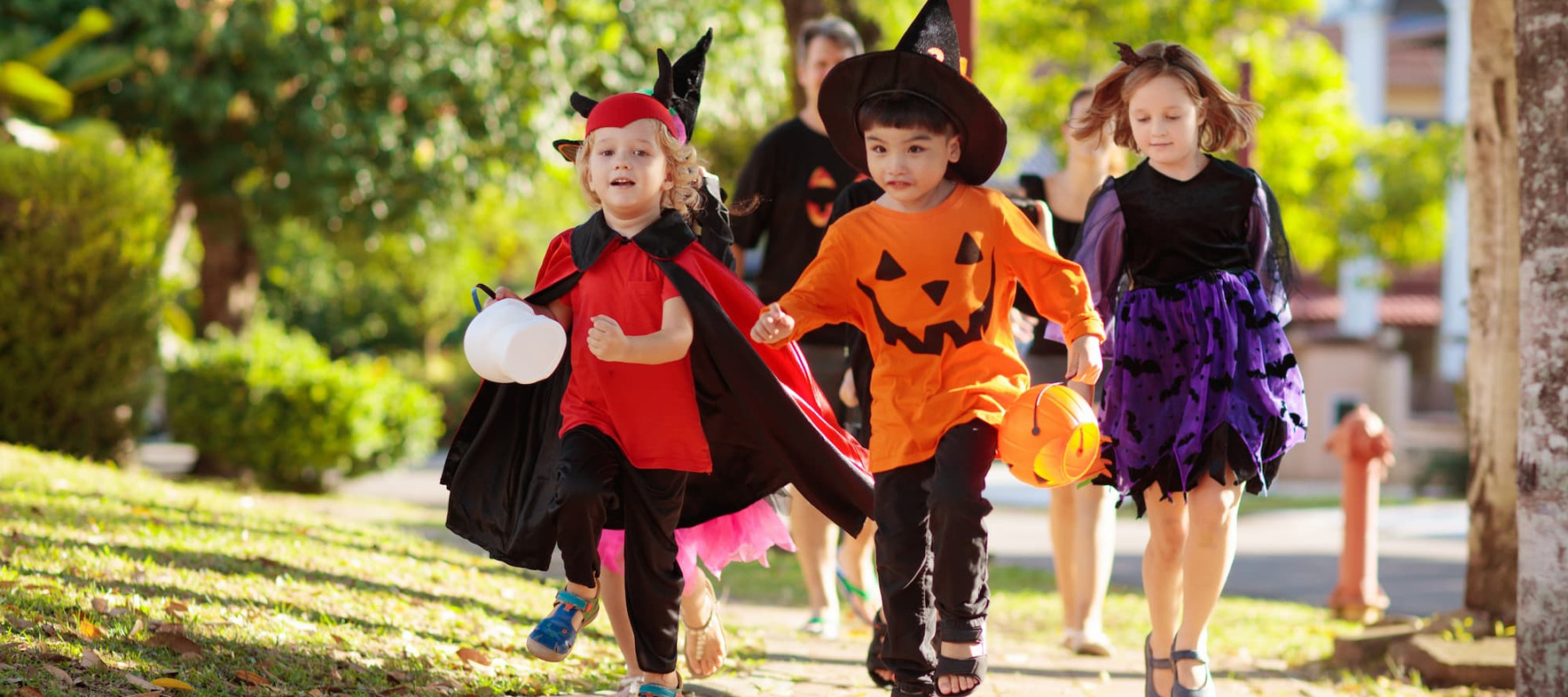 A photo of kids trick-or-treating