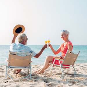 Retired couple on vacation.