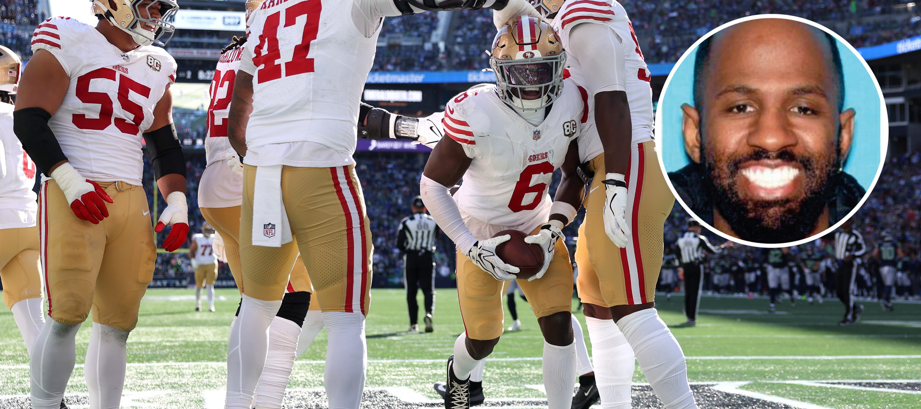 Daejon Love, inset, stands accused of a romance scam in which he posed as a San Francisco 49ers player.