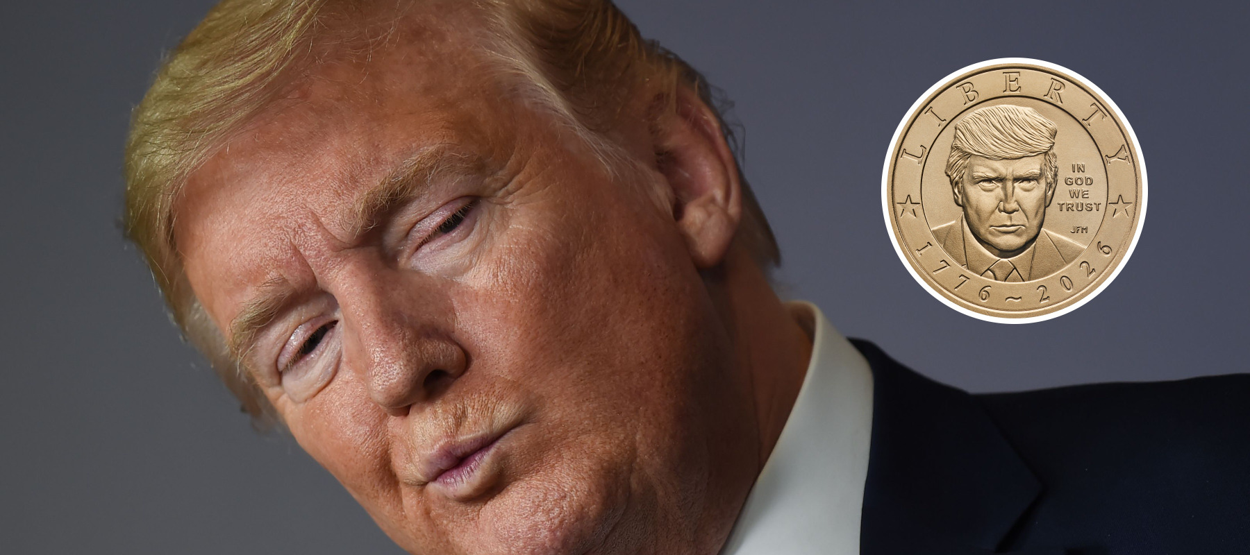 A photo of Donald Trump and the Trump coin