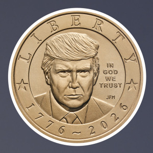 A photo of Donald Trump and the Trump coin