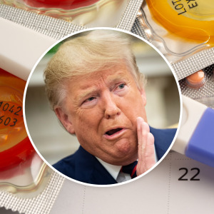 A photo of contraceptives featuring Donald Trump
