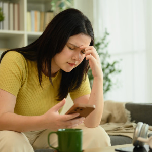 woman stressed on phone