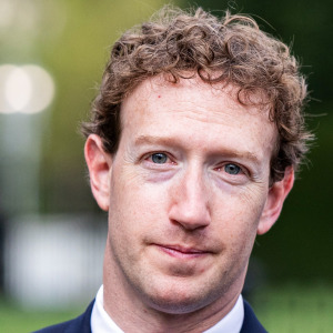 (Left) Mark Zuckerberg looks sad, Elon Musk waves (middle), and John Ternus smiles (right)