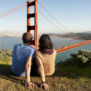 A couple meets for a first date in San Francisco.