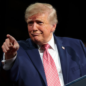 Trump speaks during a campaign rally at Heartland Credit Union Arena on October 19, 2026.