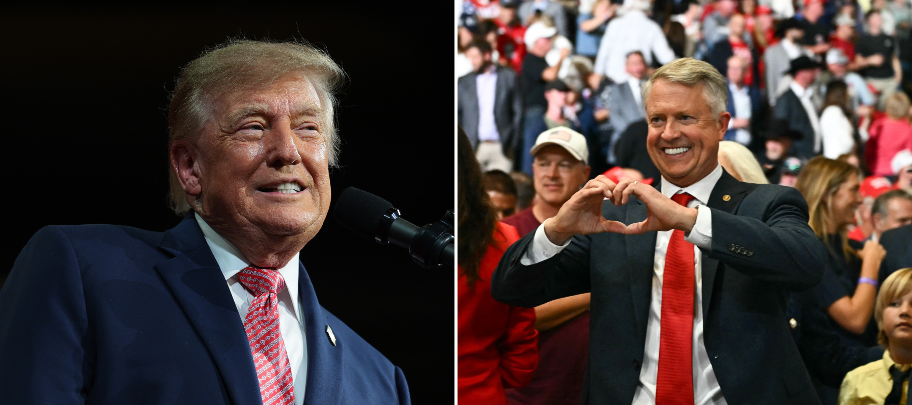 President Donald Trump and Republican Senator Roger Marshall at a rally in Kansas.