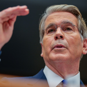 U.S. Treasury Secretary Scott Bessent testifies during a House Committee on the state of the international financial system in the Rayburn House Office Building.