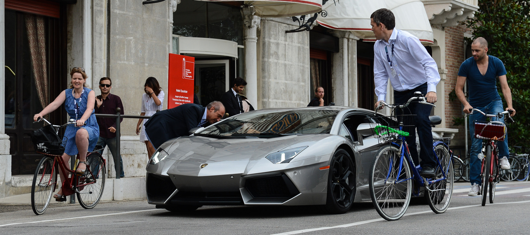 A general view of a Lamborghini Aventador during the 69th Venice Film Festival.