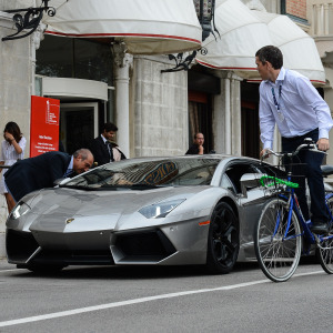 A general view of a Lamborghini Aventador during the 69th Venice Film Festival.