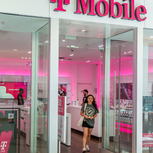 Customer leaving a T-Mobile store