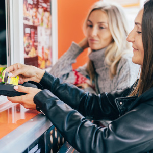 woman paying