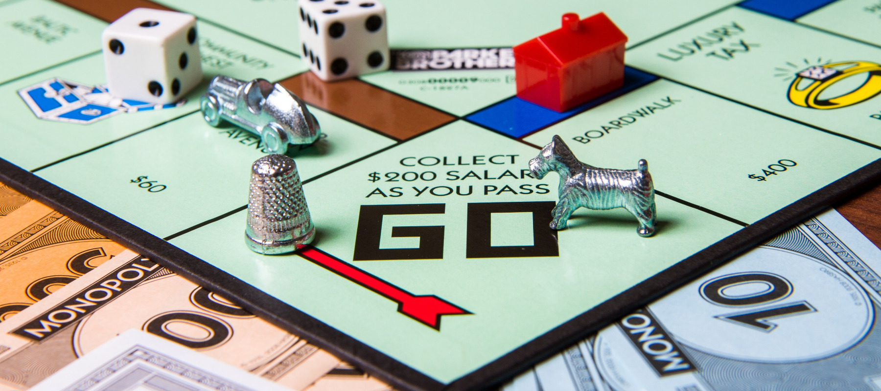 Close-up of Monopoly board game