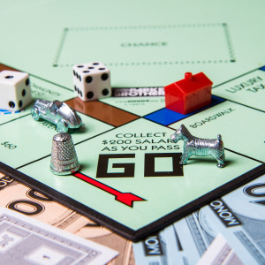 Close-up of Monopoly board game