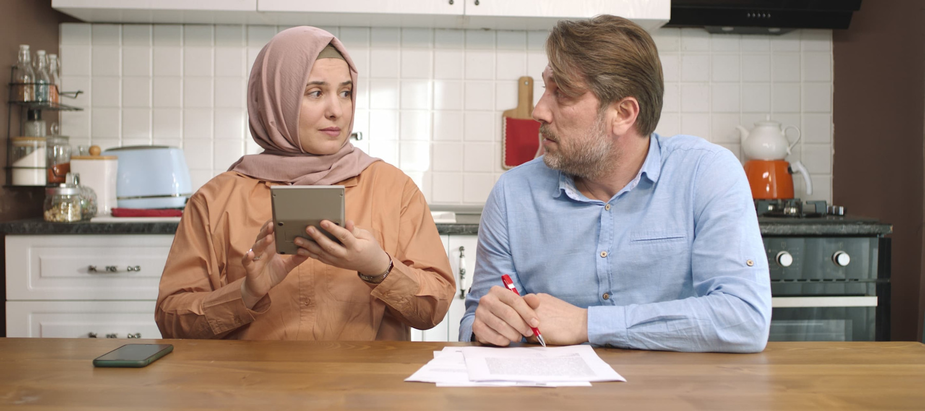 A couple reviewing their finances