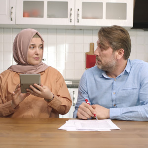 A couple reviewing their finances
