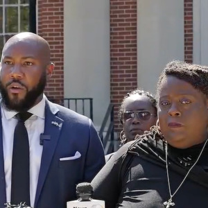 Two-panel image of Christie Culbreath with her lawyer (left) and the tax assessor (right).)