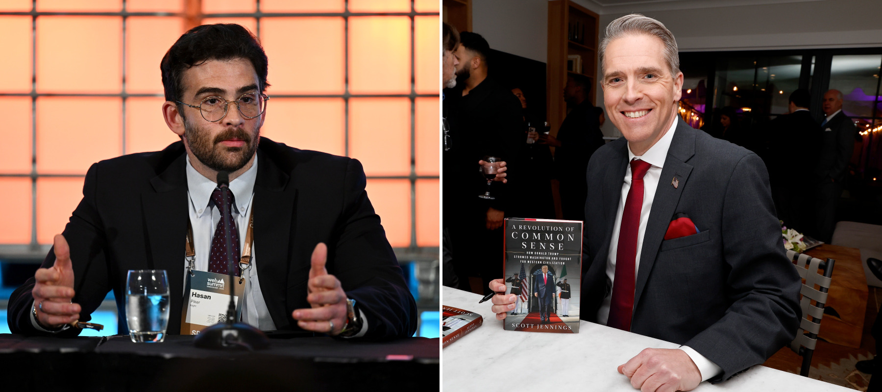 Left: Twitch streamer Hasan Piker Right: Political commentator Scott Jennings.