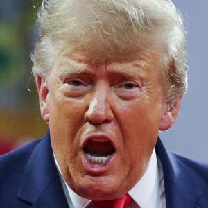 Donald Trump (left), a cheesecake on a plate (middle), and Barack Obama (right