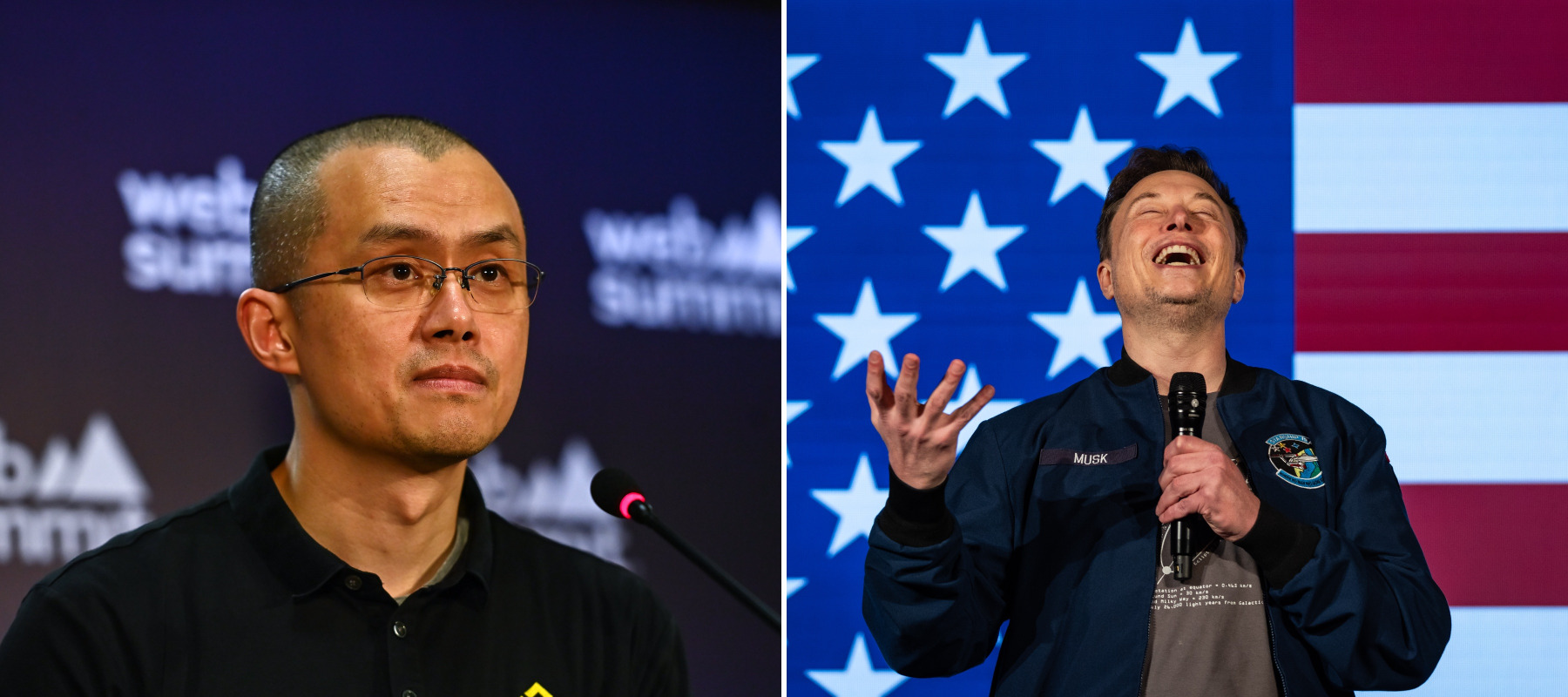 Binance co-founder Changpeng Zhao and SpaceX CEO Elon Musk.