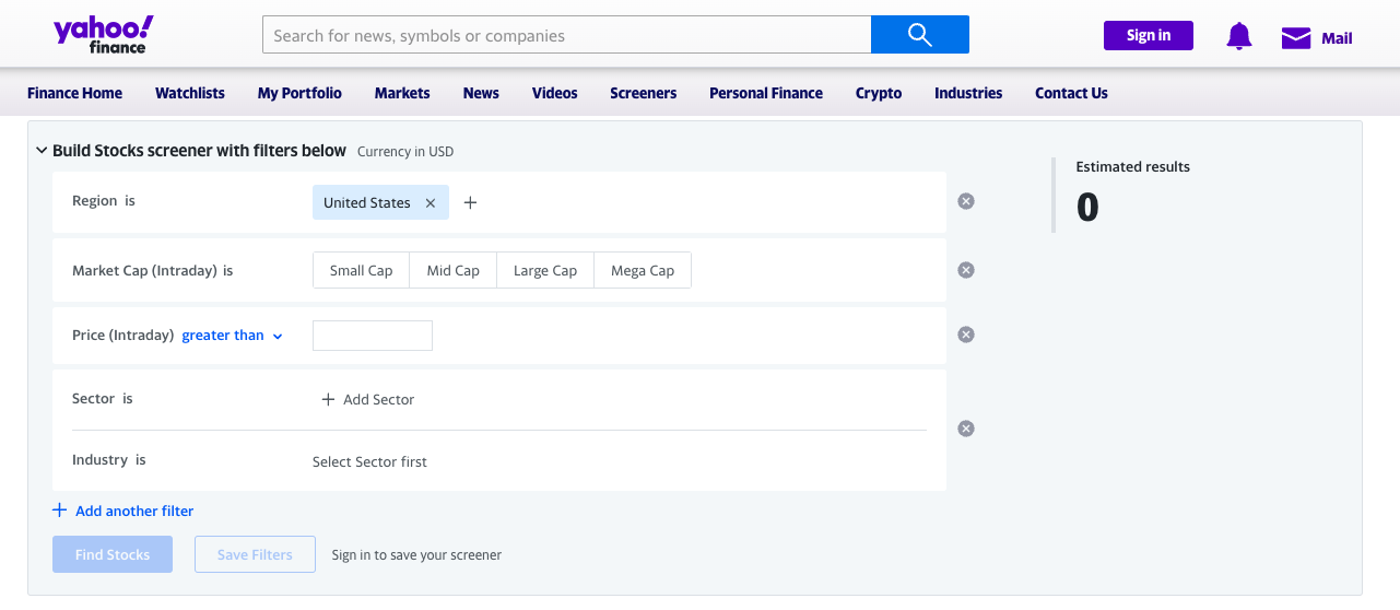 Stock Screeners - Yahoo Finance