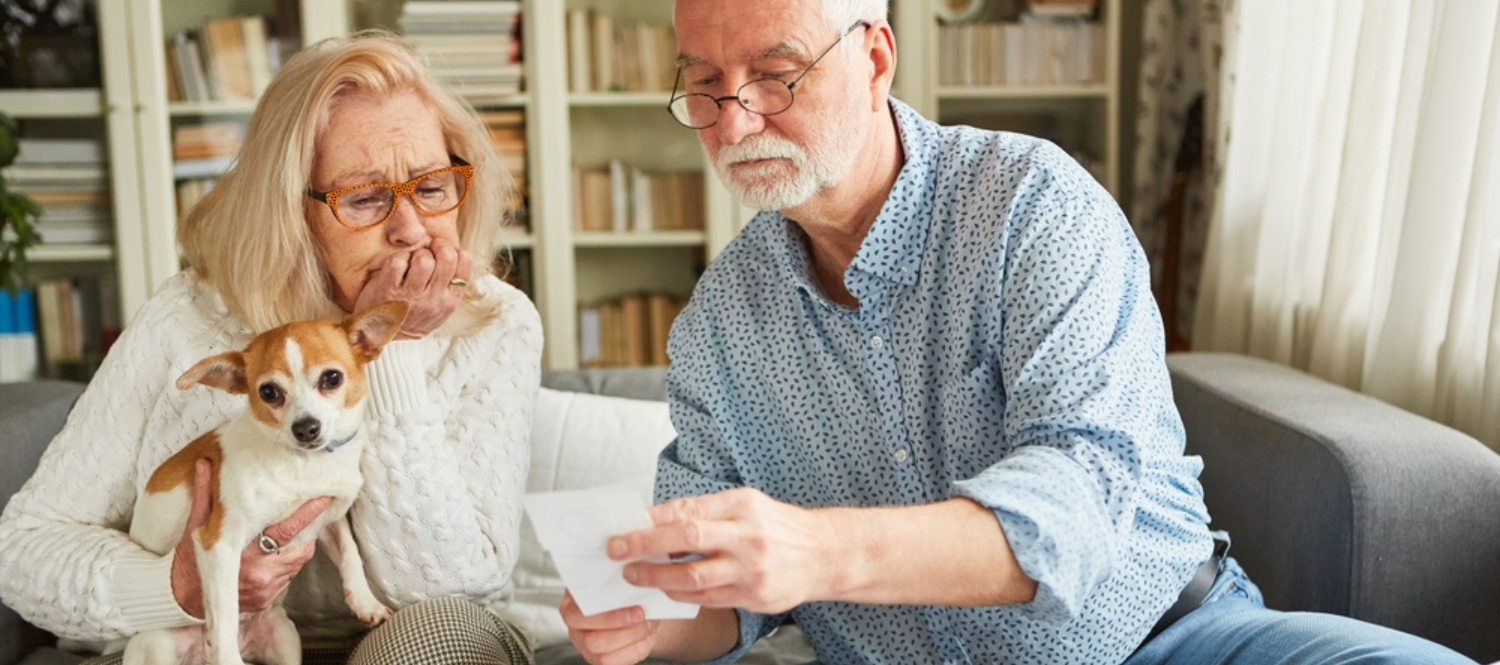 Retired couple worried about bills.